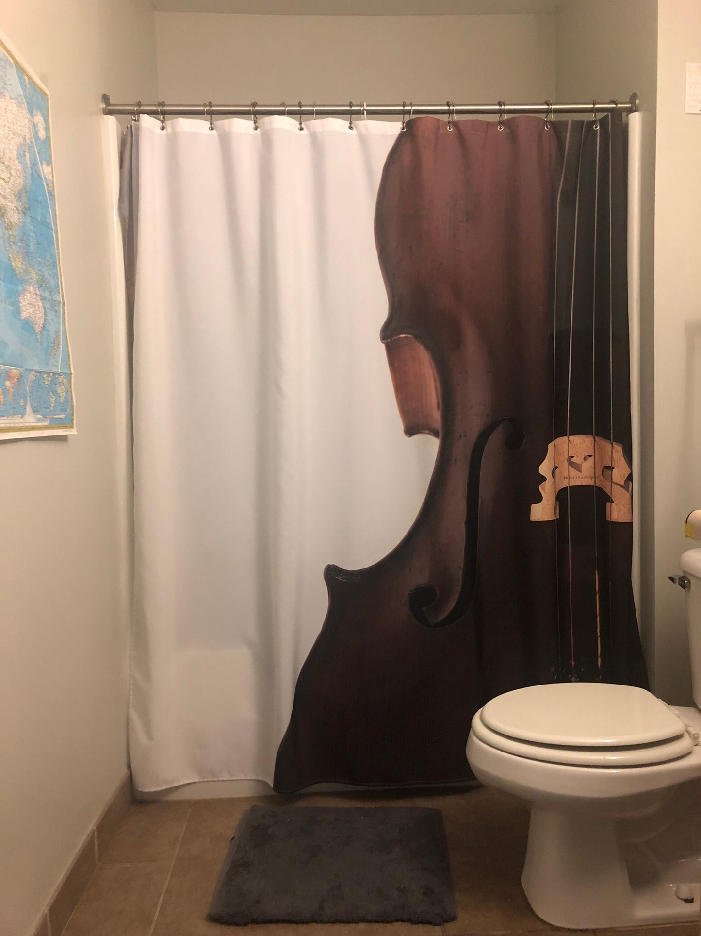 German Shop Cello Shower Curtain (right)